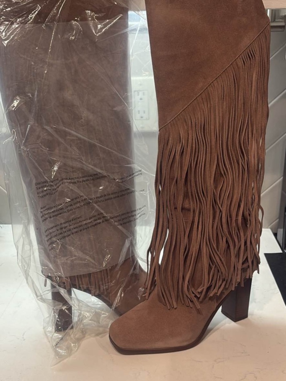 Jessica Simpson Brown Fringe Over-the-Knee Suede Boots